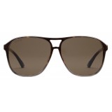 Gucci - Acetate Aviator Sunglasses with Optimal Fit - Acetate Turtle Dark Brown Lenses - Gucci Eyewear