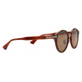 Gucci - Round Acetate Sunglasses - Turtle Acetate and Web Detail Green and Red - Gucci Eyewear