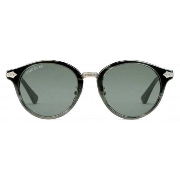 Gucci - Round Acetate Sunglasses - Grey Turtle Acetate - Gucci Eyewear