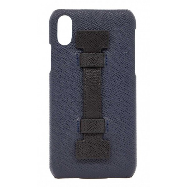 2 ME Style - Case Fingers Leather Blue / Black - iPhone X / XS - Leather Cover