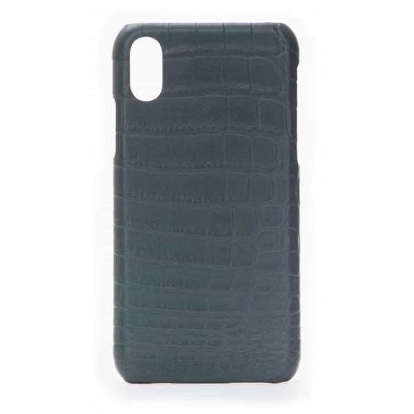 2 ME Style - Cover Croco Verde Bouteille - iPhone XR - Cover in Pelle di Coccodrillo