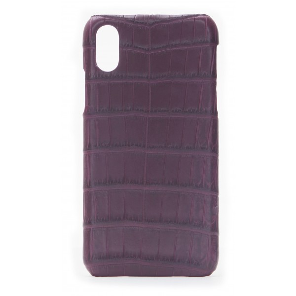 2 ME Style - Cover Croco Bordeaux - iPhone XR - Cover in Pelle di Coccodrillo