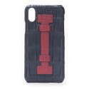 2 ME Style - Case Fingers Croco Black / Red - iPhone XR - Crocodile Leather Cover