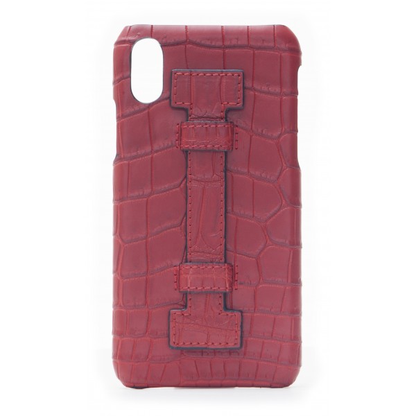 2 ME Style - Cover Fingers Croco Rosso / Rosso - iPhone XR - Cover in Pelle di Coccodrillo