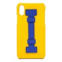 2 ME Style - Cover Fingers in Pelle Giallo / Blu - iPhone XS Max - Cover in Pelle