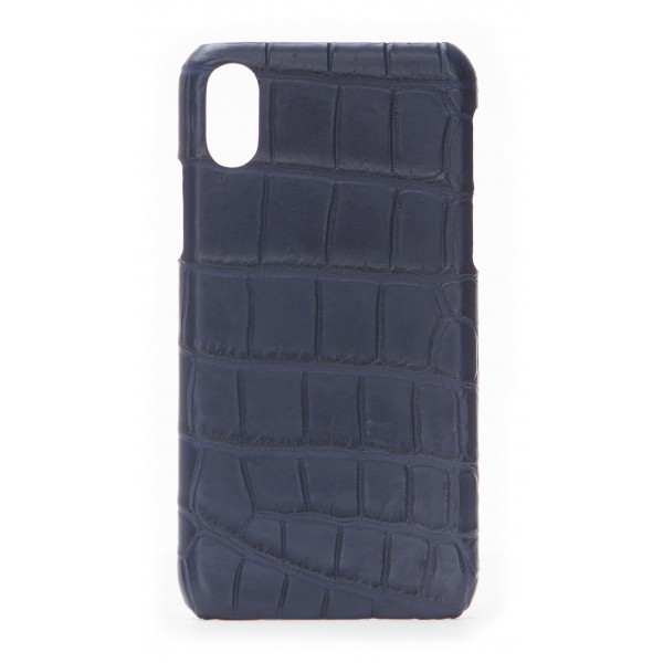 2 ME Style - Cover Croco Blu - iPhone XS Max - Cover in Pelle di Coccodrillo