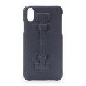 2 ME Style - Cover Fingers in Pelle Nera / Croco Nero - iPhone XS Max - Cover in Pelle di Coccodrillo