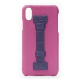 2 ME Style - Cover Fingers in Pelle Fucsia / Croco Viola - iPhone XS Max - Cover in Pelle di Coccodrillo