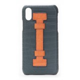 2 ME Style - Case Fingers Croco Green / Orange - iPhone XS Max - Crocodile Leather Cover