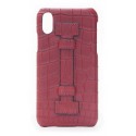 2 ME Style - Cover Fingers Croco Rosso / Rosso - iPhone XS Max - Cover in Pelle di Coccodrillo