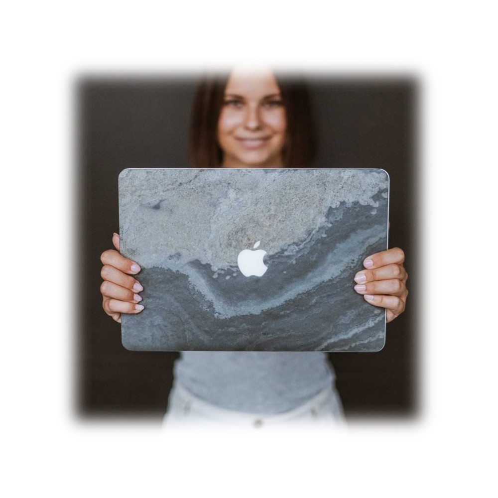 Woodcessories EcoSkin Stone Schutz für Das MacBook mit Apfellogo aus hochwertigem Stein bis 2015 Skin , Volcano Schwarz Premium Design Apple MacBook Cover MacBook 13 Pro Retina