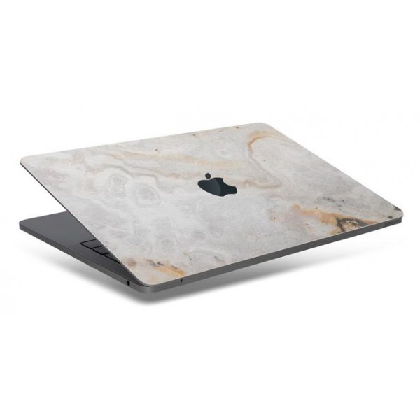 Woodcessories - MacBook Cover in Vera Pietra - Antique White - MacBook 13 Pro Retina - Eco Skin Stone - Apple Logo