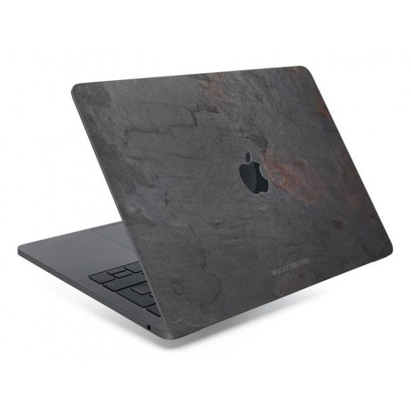 Woodcessories EcoSkin Stone Schutz für Das MacBook mit Apfellogo aus hochwertigem Stein bis 2015 Skin , Volcano Schwarz Premium Design Apple MacBook Cover MacBook 13 Pro Retina