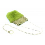 Laura B - Soft Mobile Bag - Lapin Bag with Net and Swarovski - Green - Luxury High Quality Leather Bag