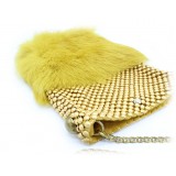 Laura B - Soft Mobile Bag - Lapin Bag with Net and Swarovski - Mustard Yellow - Luxury High Quality Leather Bag