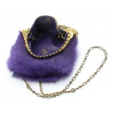 Laura B - Soft Mobile Bag - Lapin Bag with Net and Swarovski - Purple - Luxury High Quality Leather Bag