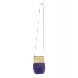 Laura B - Soft Mobile Bag - Lapin Bag with Net and Swarovski - Purple - Luxury High Quality Leather Bag