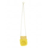Laura B - Soft Mobile Bag - Lapin Bag with Net and Swarovski - Mustard Yellow - Luxury High Quality Leather Bag