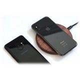 Woodcessories - Piattaforma di Ricarica Wireless Dock Qi (10W) - Noce e Pelle - Premium Eco Pad in Vero Legno - iPhone - Samsung