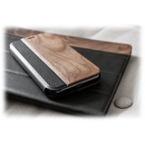 Woodcessories - Eco Wallet Flip Cover - Real Wood and Leather - Walnut - iPhone X / XS - Eco Case - Flip Collection
