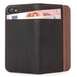 Woodcessories - Eco Wallet Flip Cover - Real Wood and Leather - Rich Walnut - iPhone XR - Eco Case - Flip Collection