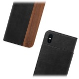Woodcessories - Eco Wallet Flip Cover - Vero Legno e Pelle - Noce Ricco - iPhone 8 Plus / 7 Plus - Eco Case - Flip Collection