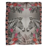 813 - Annalisa Giuntini - Silk Scarf with Zebras, Palm Leaves and Flowers - Scarves and Foulard - Scarf of High Quality Luxury