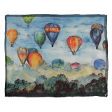 813 - Annalisa Giuntini - Silk Scarf with Hot Air Balloons Fly Over a Wood - Scarves and Foulard - Scarf of High Quality Luxury