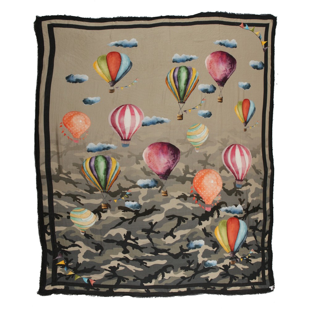 813 - Annalisa Giuntini - Cashmere Scarf with Hot Air Balloons - Scarves  and Foulard - Scarf of High Quality Luxury - Avvenice