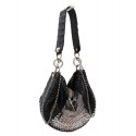 Laura B - U Turn Croco Hand - Black Croco - Black Silver White - Strap Bag - Luxury High Quality Bag