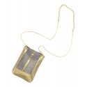 Laura B - New Basic Disco Bag - Leather and Mesh Bag - Gold - Strap Bag - Luxury High Quality Bag