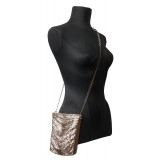 Laura B - Line Box Disco Bag - Leather and Mesh Bag - Black - Strap Bag - Luxury High Quality Bag