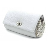Laura B - Jaipur Clutch Bag - Borsa in Pelle e Maglia - Bianco - Belt Bag - Borsa di Alta Qualità Luxury