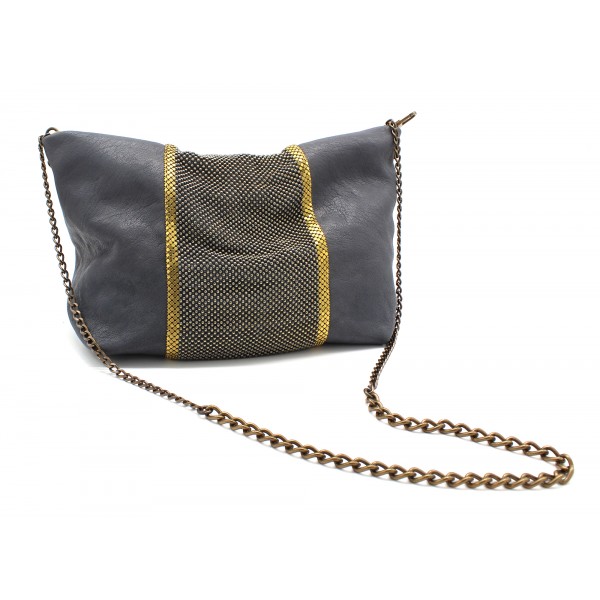Laura B - Irma Shoulder Strap - Lamb Leather - Black Dorè Gold - Shoulder Bag - Luxury High Quality Bag