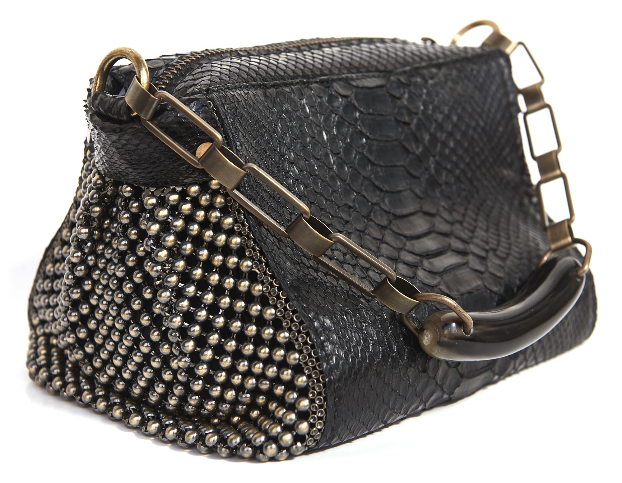 Vintage Glamour Bags Genuine Black Python Snakeskin and Black 