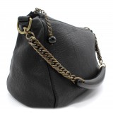 Laura B - Bauletto Leather - Leather and Mesh Bag - Black - Strap Bag - Luxury High Quality Bag