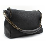 Laura B - Bauletto Leather - Leather and Mesh Bag - Black - Strap Bag - Luxury High Quality Bag
