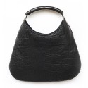 Laura B - Moon Horn Handbag - Leather and Mesh Bag - Black - Strap Bag - Luxury High Quality Bag