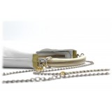 Laura B - Moon Horn Handbag - Leather and Mesh Bag - White - Strap Bag - Luxury High Quality Bag