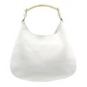 Laura B - Moon Horn Handbag - Borsa in Pelle e Maglia - Bianco - Borsa Strap - Borsa di Alta Qualità Luxury