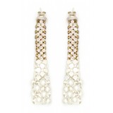 Laura B - Eiffel Earrings - Mesh and Swarovski Earrings - White - White Swarovski - Handmade Earrings - Luxury High Quality