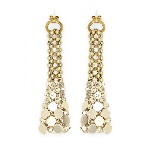Laura B - Eiffel Earrings - Mesh and Swarovski Earrings - Gold - Gold Swarovski - Handmade Earrings - Luxury High Quality