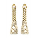 Laura B - Eiffel Earrings - Orecchini in Maglia e Swarovski - Oro - Swarovski Oro - Orecchini Artigianali - Alta Qualità Luxury