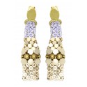 Laura B - 3&4&6 Earrings - Mesh and Swarovski Earrings - Gold - Lilac Swarovski - Handmade Earrings - Luxury High Quality