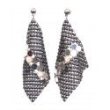 Laura B - New Basic Kite Earrings - Mesh and Swarovski Earrings - Doré - White Line - Handmade Earrings - Luxury High Quality