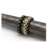 Laura B - Mia Ring - Mesh and Swarovski Ring - Doré - Black Swarovski - Handmade Ring - Luxury High Quality