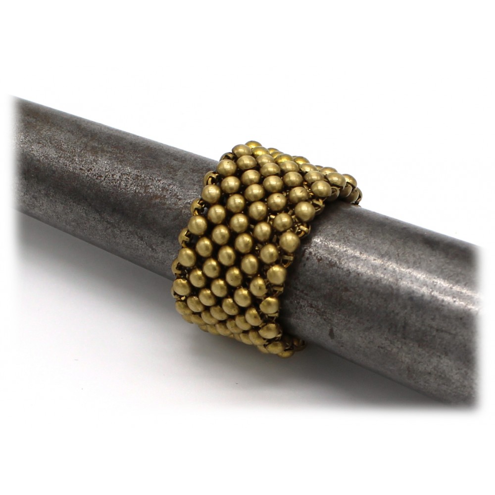 Laura B - Mercurio Basic Ring - Mesh Ring - Shiny Gold - Handmade Ring -  Luxury High Quality - Avvenice