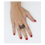 Laura B - Mercurio Basic Ring - Mesh Ring - Shiny Silver - Handmade Ring - Luxury High Quality