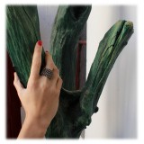 Laura B - Mercurio Basic Ring - Anello in Maglia - Argento Lucido - Anello Artigianale - Alta Qualità Luxury