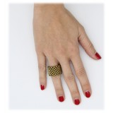 Laura B - Mercurio Basic Ring - Mesh Ring - Shiny Gold - Handmade Ring - Luxury High Quality